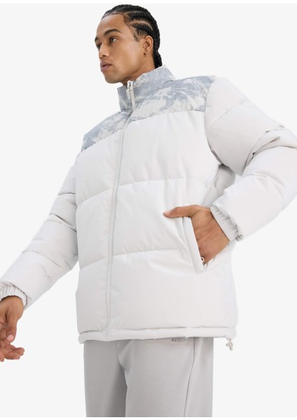 Fit Su İtici Oversize Geniş Kalıp Fermuarlı Rüzgar Geçirmez Şişme Mont