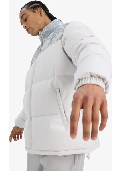 Fit Su İtici Oversize Geniş Kalıp Fermuarlı Rüzgar Geçirmez Şişme Mont