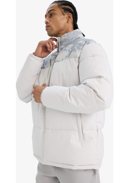 Fit Su İtici Oversize Geniş Kalıp Fermuarlı Rüzgar Geçirmez Şişme Mont