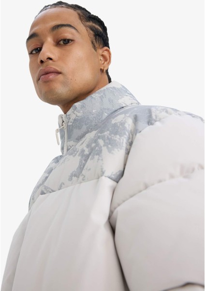 Fit Su İtici Oversize Geniş Kalıp Fermuarlı Rüzgar Geçirmez Şişme Mont