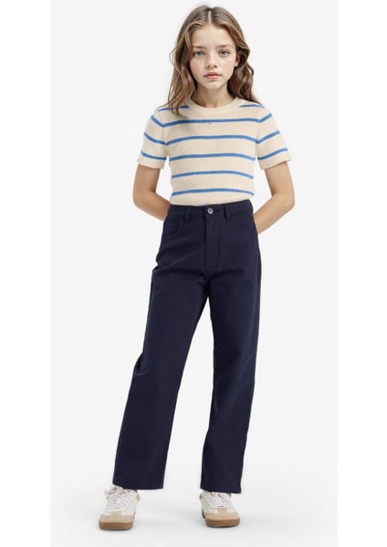 Kız Çocuk Straight Fit Geniş Bol Paça Cepli Pamuklu Okul Pantolonu C9471A825AU