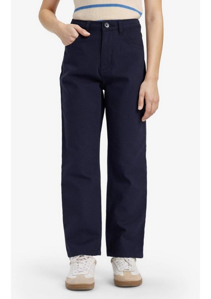 Kız Çocuk Straight Fit Geniş Bol Paça Cepli Pamuklu Okul Pantolonu C9471A825AU