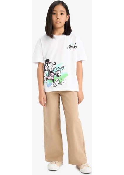 Kız Çocuk Wide Leg Geniş Paça Pamuklu Okul Pantolonu