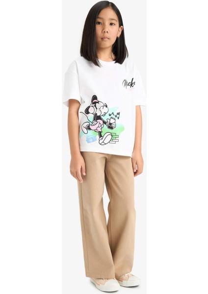 Kız Çocuk Wide Leg Geniş Paça Pamuklu Okul Pantolonu