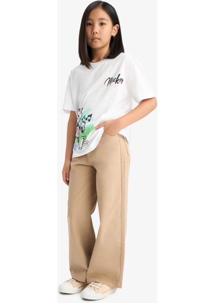 Kız Çocuk Wide Leg Geniş Paça Pamuklu Okul Pantolonu