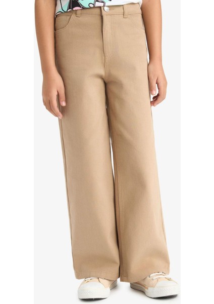 Kız Çocuk Wide Leg Geniş Paça Pamuklu Okul Pantolonu