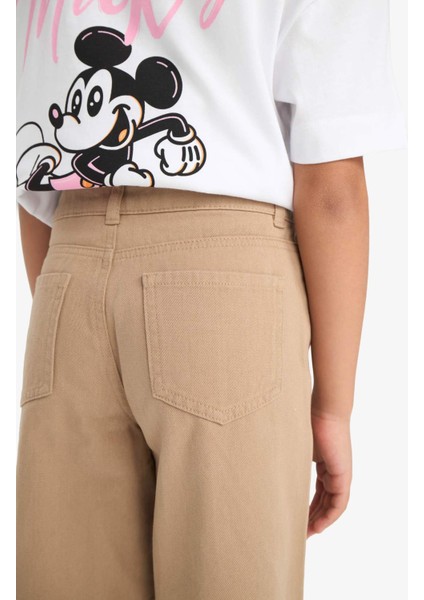 Kız Çocuk Wide Leg Geniş Paça Pamuklu Okul Pantolonu