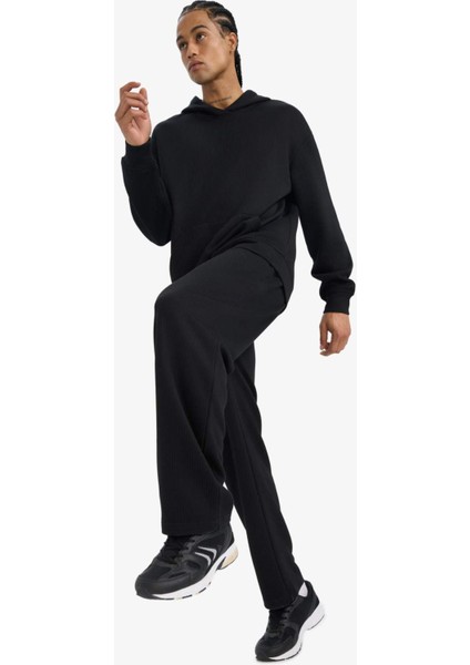 Wide Leg Cepli Geniş Paça Dokulu Eşofman Altı