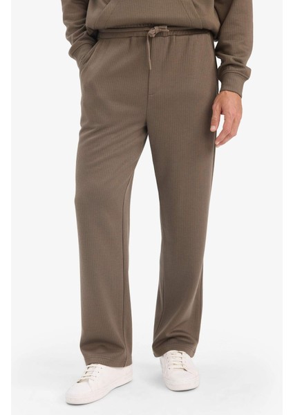 Wide Leg Cepli Geniş Paça Dokulu Eşofman Altı