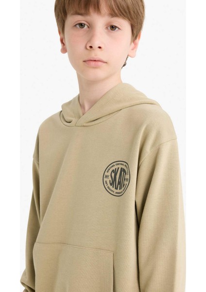 Erkek Çocuk Kapüşonlu Baskılı Okul Sweatshirt E9572A825AU