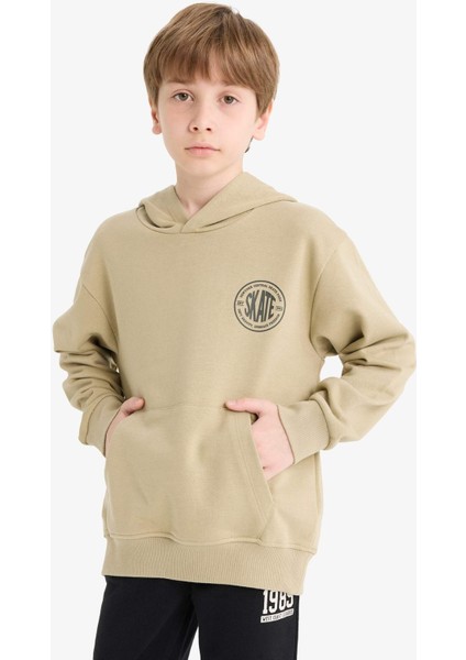 Erkek Çocuk Kapüşonlu Baskılı Okul Sweatshirt E9572A825AU