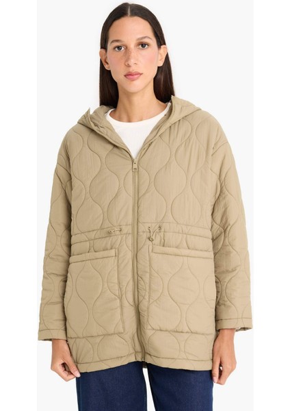 Su Geçirmez Regular Fit Kapüşonlu Fermuarlı Kapitoneli Mont E8693AX25AU