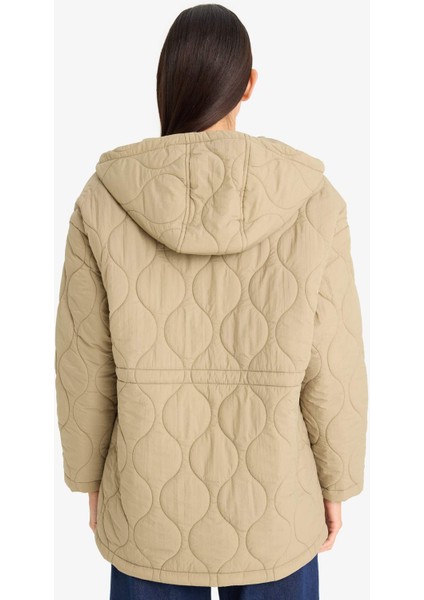 Su Geçirmez Regular Fit Kapüşonlu Fermuarlı Kapitoneli Mont E8693AX25AU