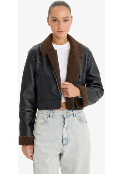 Regular Fit Suni Kürk Astarlı Mont E8541AX25WN