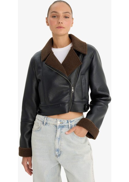 Regular Fit Suni Kürk Astarlı Mont E8541AX25WN