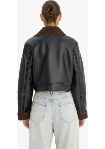 Regular Fit Suni Kürk Astarlı Mont E8541AX25WN