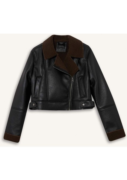 Regular Fit Suni Kürk Astarlı Mont E8541AX25WN