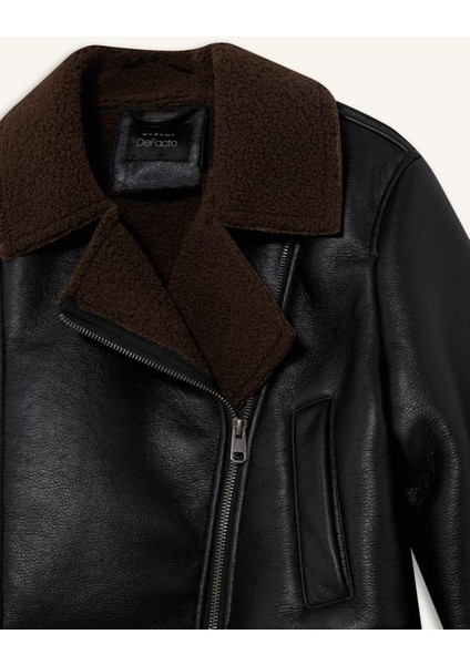 Regular Fit Suni Kürk Astarlı Mont E8541AX25WN