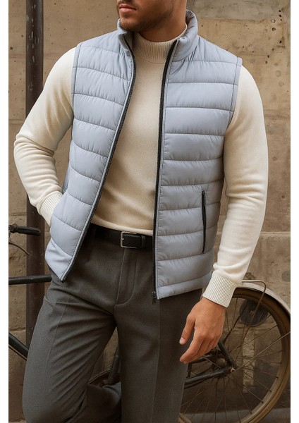 Erkek Kışlık Kolsuz Trend Astarlı Gri Şişme Yelek fırsatları