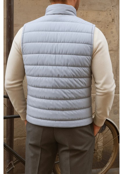 Erkek Kışlık Kolsuz Trend Astarlı Gri Şişme Yelek indirimleri