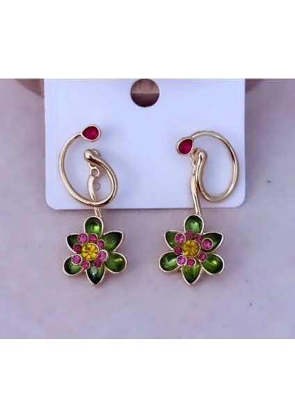 Marka Model Swrvski Taşlı Gold Küpe