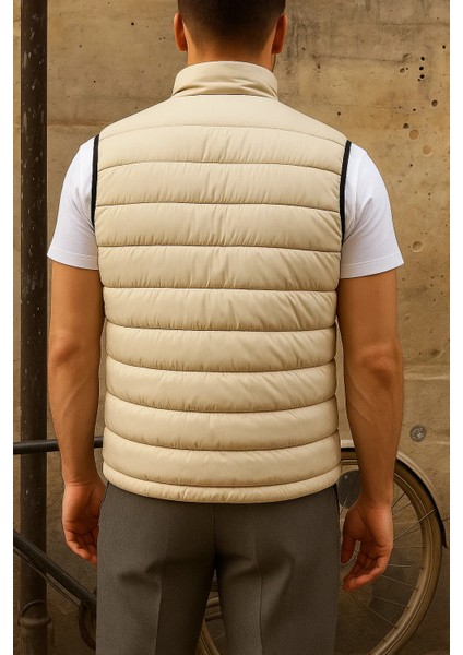 Erkek Kışlık Kolsuz Trend Astarlı Krem Şişme Yelek indirimleri