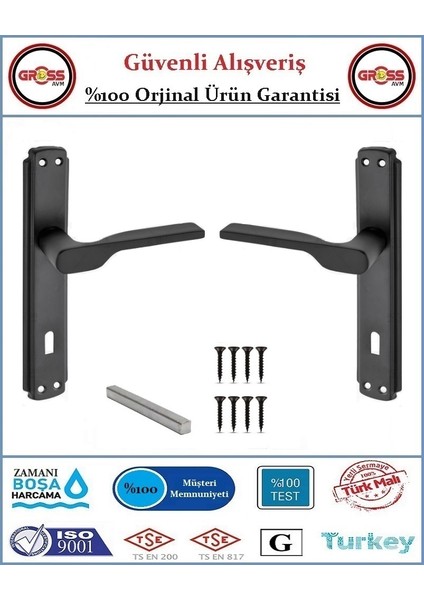 Mat Siyah İç Oda Kapı Kolu - 1 Takım Ön ve Arka fiyatları