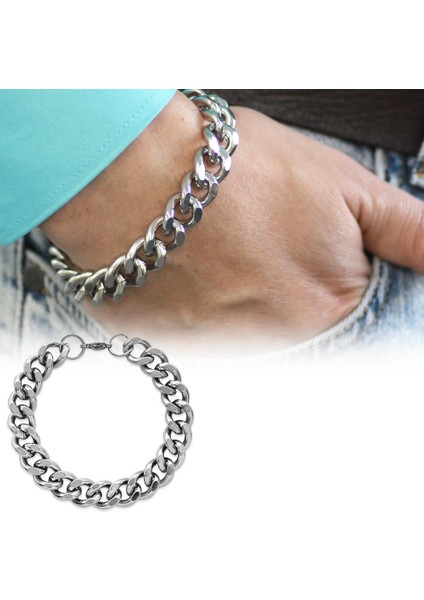 Gümüş Renk Gurmet Zincirli Modern Tasarım Erkek Çelik Bileklik fiyatları