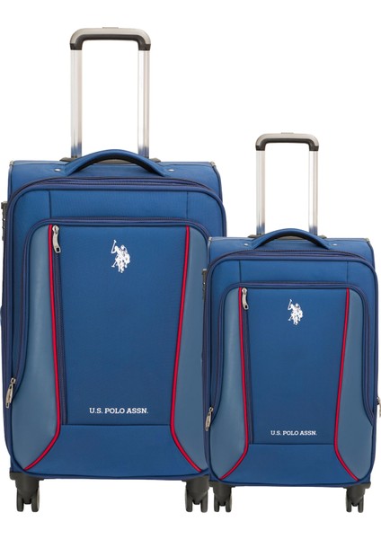 2'li Valiz Seti Orta ve Kabin Boy Lüx Kumaş Valiz Lacivert 24019