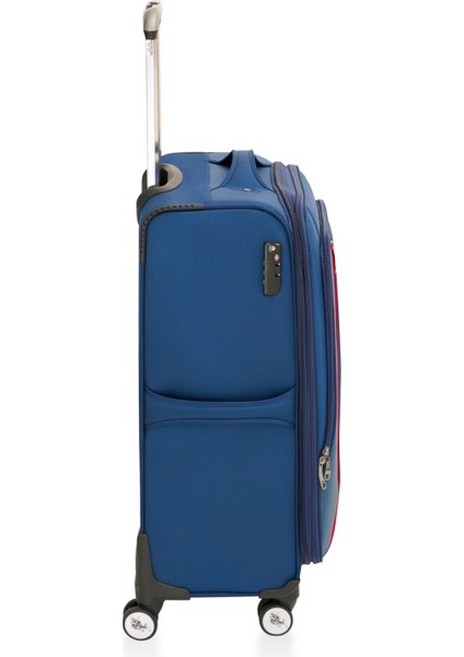 2'li Valiz Seti Orta ve Kabin Boy Lüx Kumaş Valiz Lacivert 24019 fırsatları