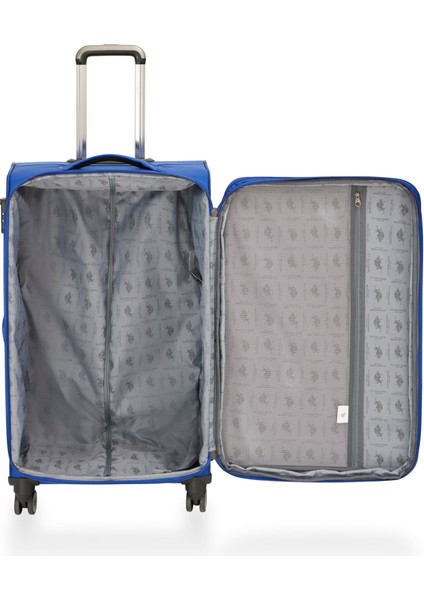 2'li Valiz Seti Orta ve Kabin Boy Lüx Kumaş Valiz Lacivert 24019