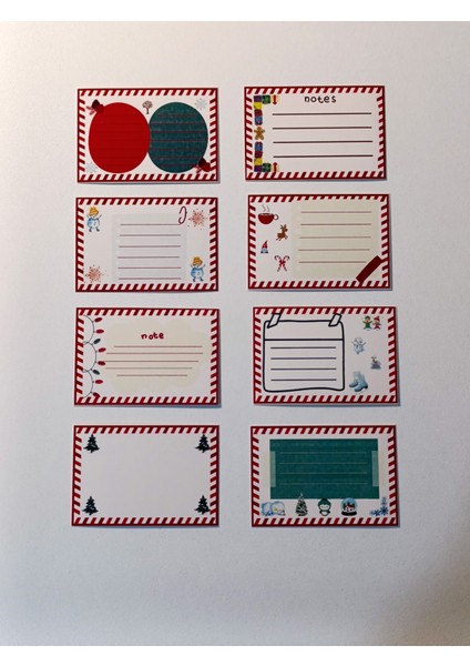 Yeni Yıl Yılbaşı Not Kartı Kırmızı Set 8 'li Mini Zarf ile Birlikte (9x7 Xm) fırsatları