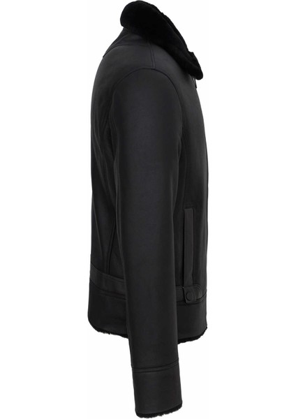 Siyah Deri Erkek Deri Mont - E23KKM310520-Q3H