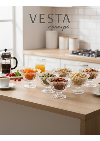 6 Parça Ayaklı Cam Sunumluk Seti - Zarif & Şık - Lokumluk, Çerezlik, Tatlı ve Kahve Yanı Ikram Seti modelleri