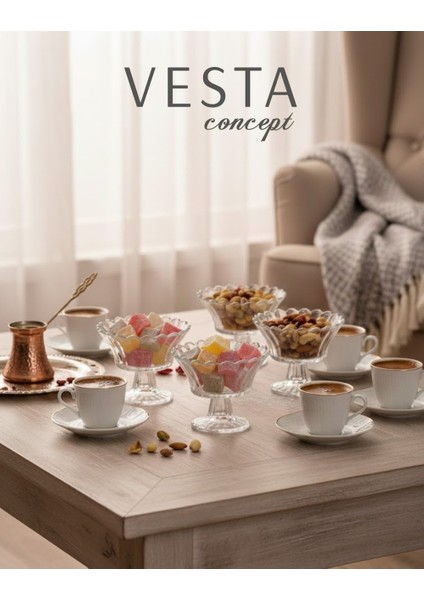 6 Parça Ayaklı Cam Sunumluk Seti - Zarif & Şık - Lokumluk, Çerezlik, Tatlı ve Kahve Yanı Ikram Seti fırsatları