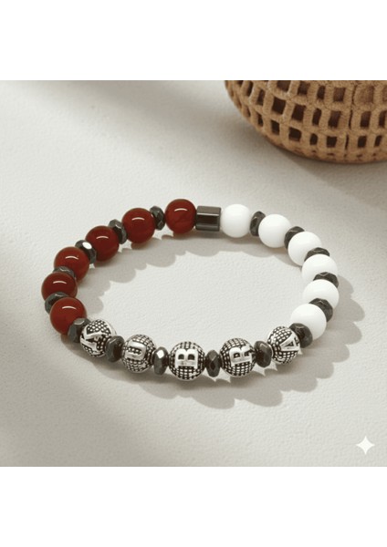 Isme Özel Yazılı Küre Kesim Kırmızı Beyaz Jade Akik Hematit Doğaltaş Erkek Taraftar Bileklik fırsatları