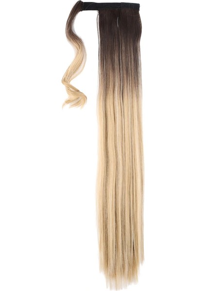 Bağlamalı Düz At Kuyruğu - Kahve / Bal Köpüğü Ombre ve Platin Işıltılı modelleri