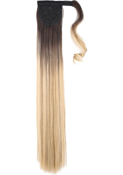 Bağlamalı Düz At Kuyruğu - Kahve / Bal Köpüğü Ombre ve Platin Işıltılı fırsatları