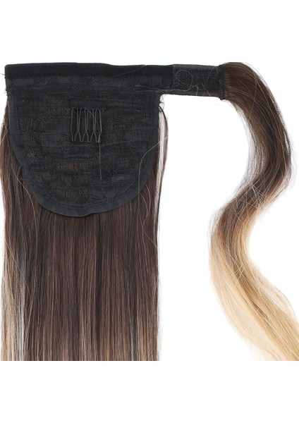 Bağlamalı Düz At Kuyruğu - Kahve / Bal Köpüğü Ombre ve Platin Işıltılı indirimleri