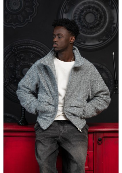 Oversize Crop Model Yan Cepli Astarlı Kırçıllı Mont fiyatları