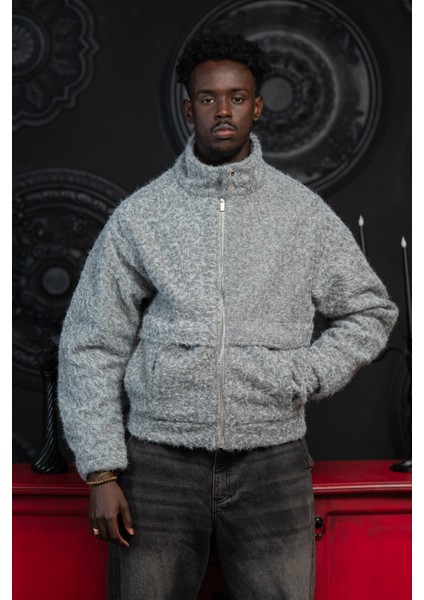 Oversize Crop Model Yan Cepli Astarlı Kırçıllı Mont modelleri