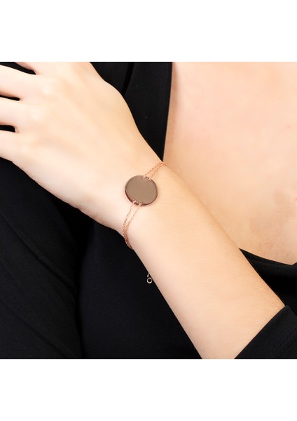 Rose Renk Isme Özel Yazılı 925 Ayar Gümüş Kadın Bileklik fırsatları