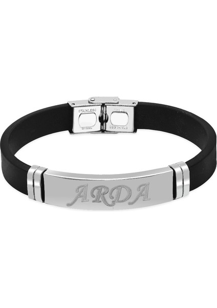 Siyah Silikon ve Çelik Bileşim Isme Özel Yazılı Erkek Bileklik fiyatları