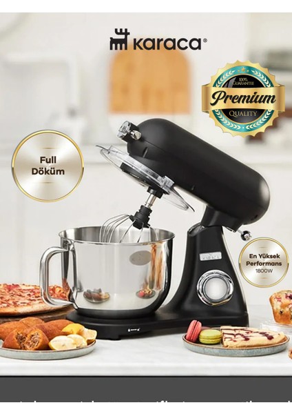 1800W Döküm Gövdeli 6,2 Litre Hazne Kıyma-Sucuk Yapma Hamur Yoğurma Çıprma Karıştırma Vb Çok Fonksiyonlu Premium Mutfak Şefi