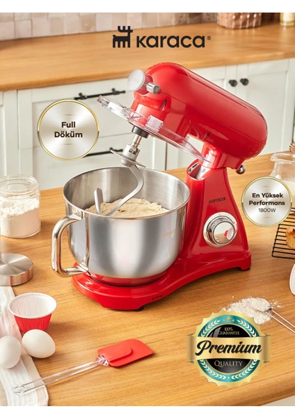 1800W Döküm Gövdeli 6,2 Litre Hazne Kıyma-Sucuk Yapma Hamur Yoğurma Çıprma Karıştırma Vb Çok Fonksiyonlu Premium Mutfak Şefi