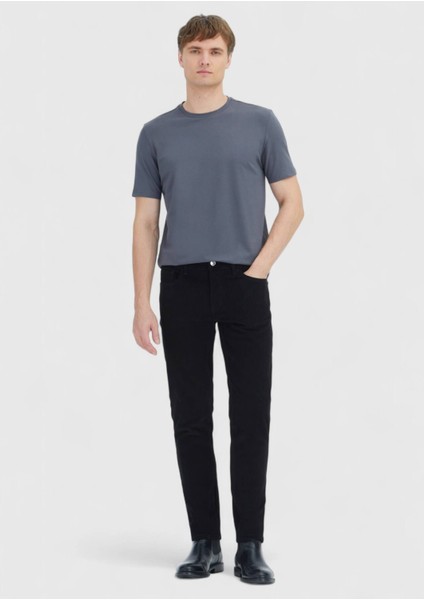 Gri Düz Bisiklet Yaka Pamuk Karışımlı T-Shirt modelleri