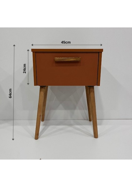 Zeta Komodin Kapaklı, Sepya Renk, Ahşap Ayaklı, Sehpa fırsatları