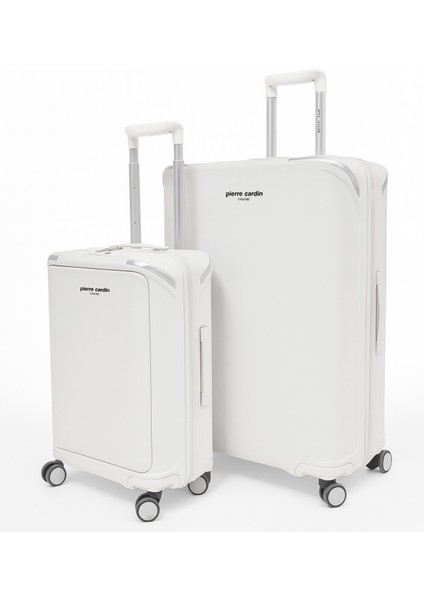 Büyük ve Kabin Boy 2'li Set %100 Polipropilen Valiz Beyaz 04PC7090