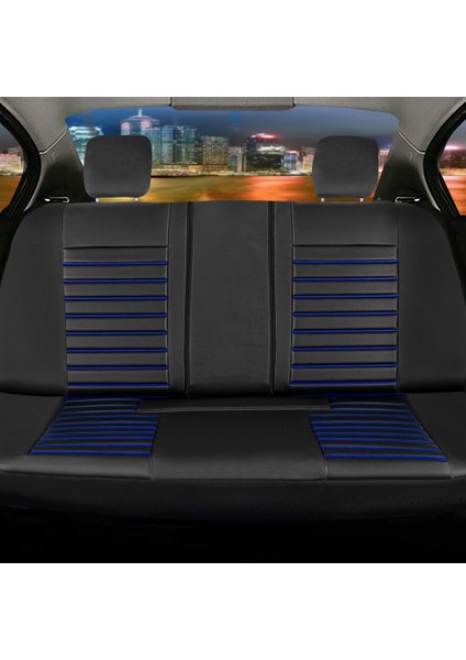 Alfa Romeo 164 Uyumlu Deri Oto Koltuk Kılıfı 5li Set Nero Siyah-Mavi modelleri