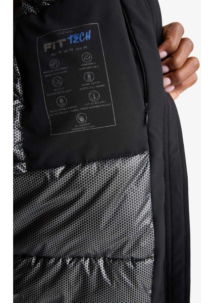 Su İtici Regular Fit Kapüşonlu Fermuarlı İçi Polarlı Mont E9267AX25WN